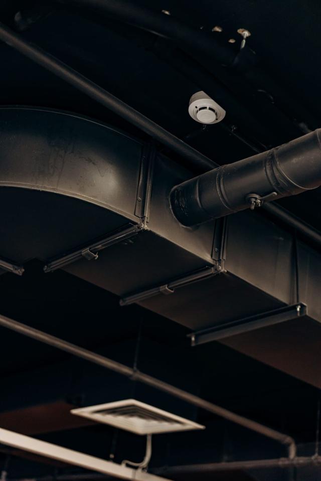 Ductwork above the furnace
