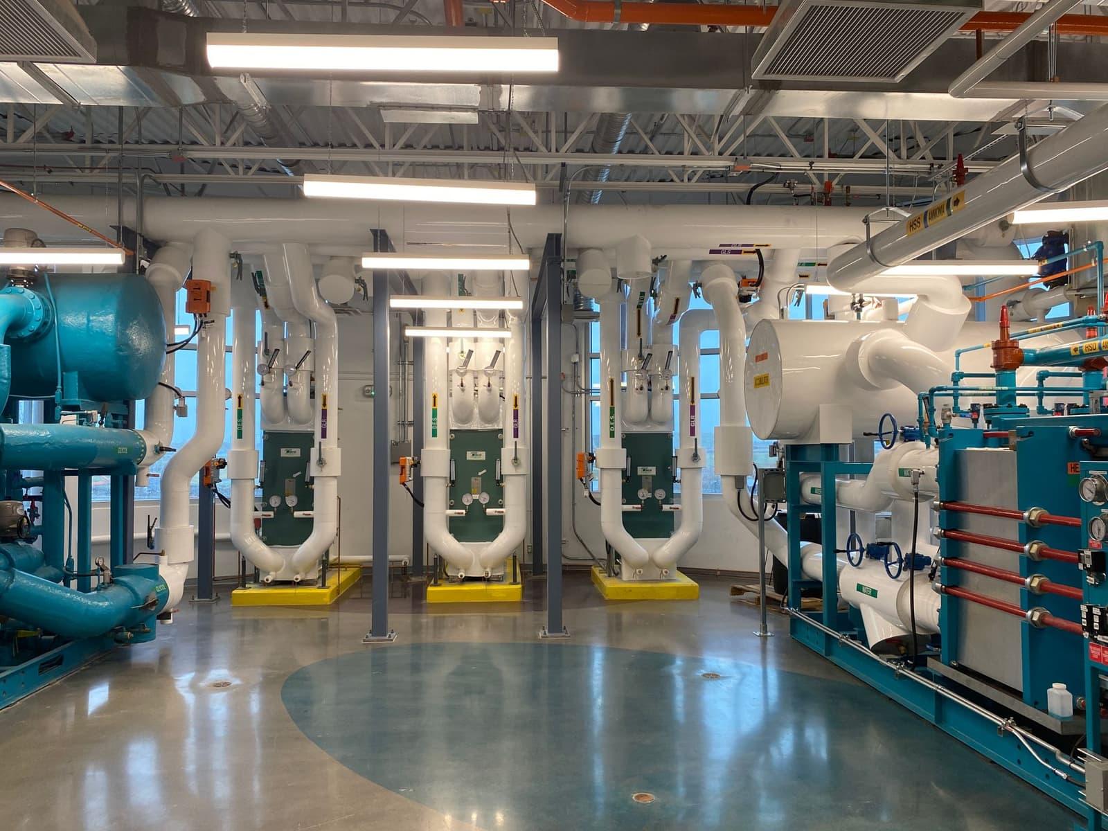 Indoor furnace and air-handler equipment in a mechanical room